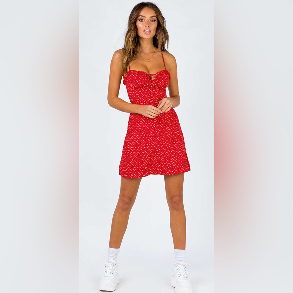 Princess Polly Red Floral Strapless Dress